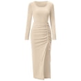 thumbnail image 3 of Vestido Vestido ajustado para mujer Traje de vacaciones de color sólido ajustado con cordón asimétrico Cgtredaw Beige T XL para Mujer, 3 of 7