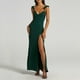 thumbnail image 5 of Gibobby Vestido de noche mujer Vestido de noche formal con volantes fruncidos sin mangas para mujer Vestidos delgados(Verde,M), 5 of 5