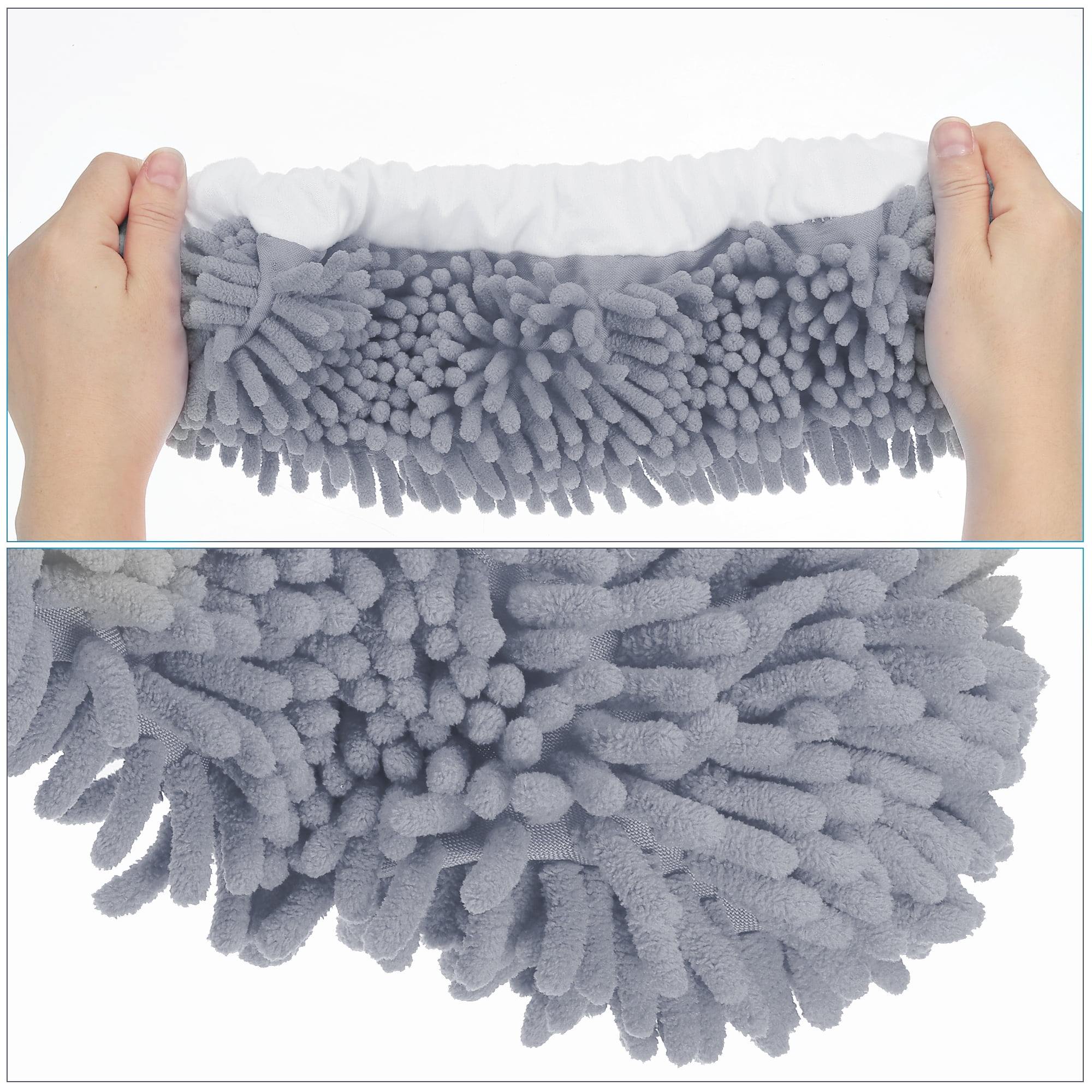 Unique Bargains Mop Slippers Microfiber Floor Cleaning Cover Chenille Duster 4Pcs Gray