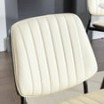 thumbnail image 2 of 2pcs Mid Century Retro Dining Chairs, PU Leather Chair with Striped Cushion and Walnut Bentwood Back Upholstered, Metal Tapered Legs, Suitable for Kitchen Bedrooms Offices Dining Room, Beige, 2 of 7