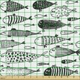 thumbnail image 2 of Ambesonne Nautical Fabric by the Yard Upholstery, Monochrome Sktechy Fishes, 2 Yards, Charcoal Grey and White, 2 of 5
