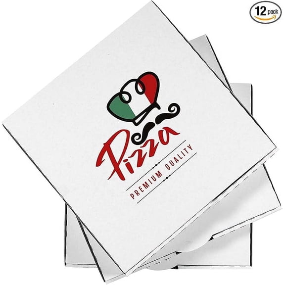 12x12x1.75 Inch White Corrugated Cardboard Pizza Box, (12-pack)