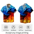 thumbnail image 3 of WHNBCW Funny Fire Printed Hawaiian Shirt Colorful Flame Graphic Short Sleeved Button Down Shirt, 3 of 7