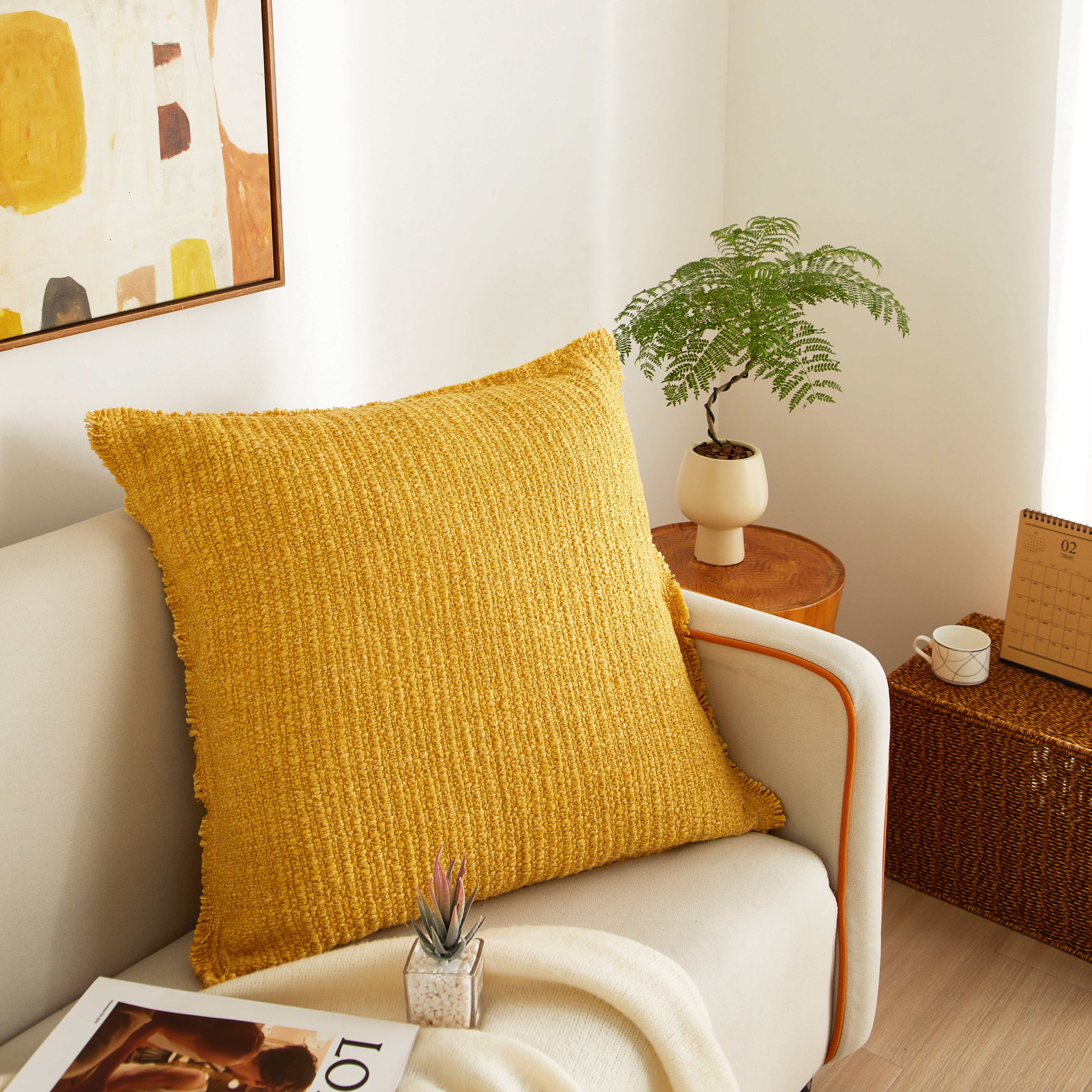(2 pack) Better Homes & Gardens Sunny Decorative Pillow, Golden Rod, 22 in x 22 in, for Adults