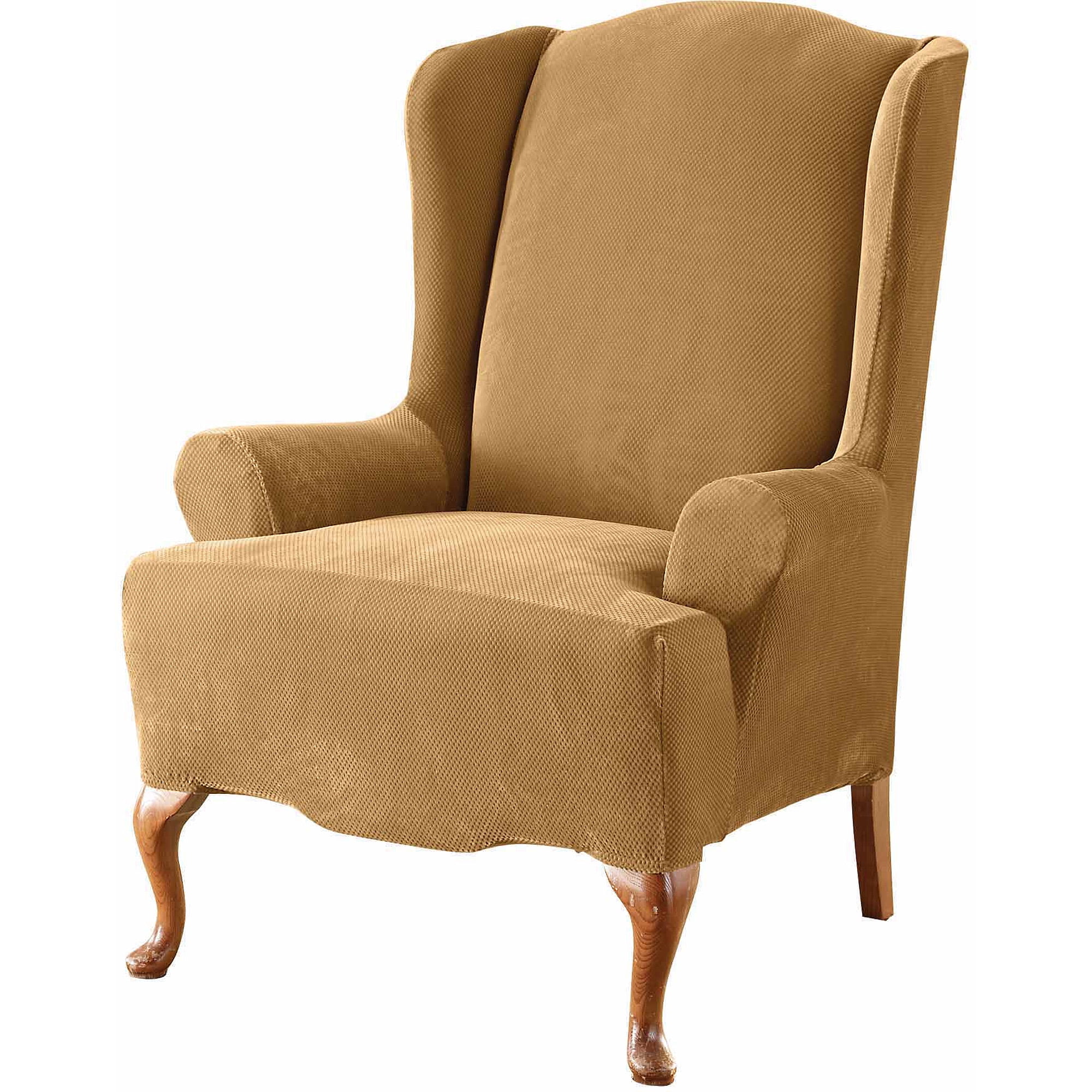 Sure Fit Stretch Pique Wing Chair Slipcover Walmart Com