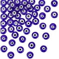 thumbnail image 1 of 1 hebra de 38 cuentas planas redondas de 10 mm de color azul hechas a mano, cuentas espaciadoras para pulseras, collares y joyas., 1 of 9