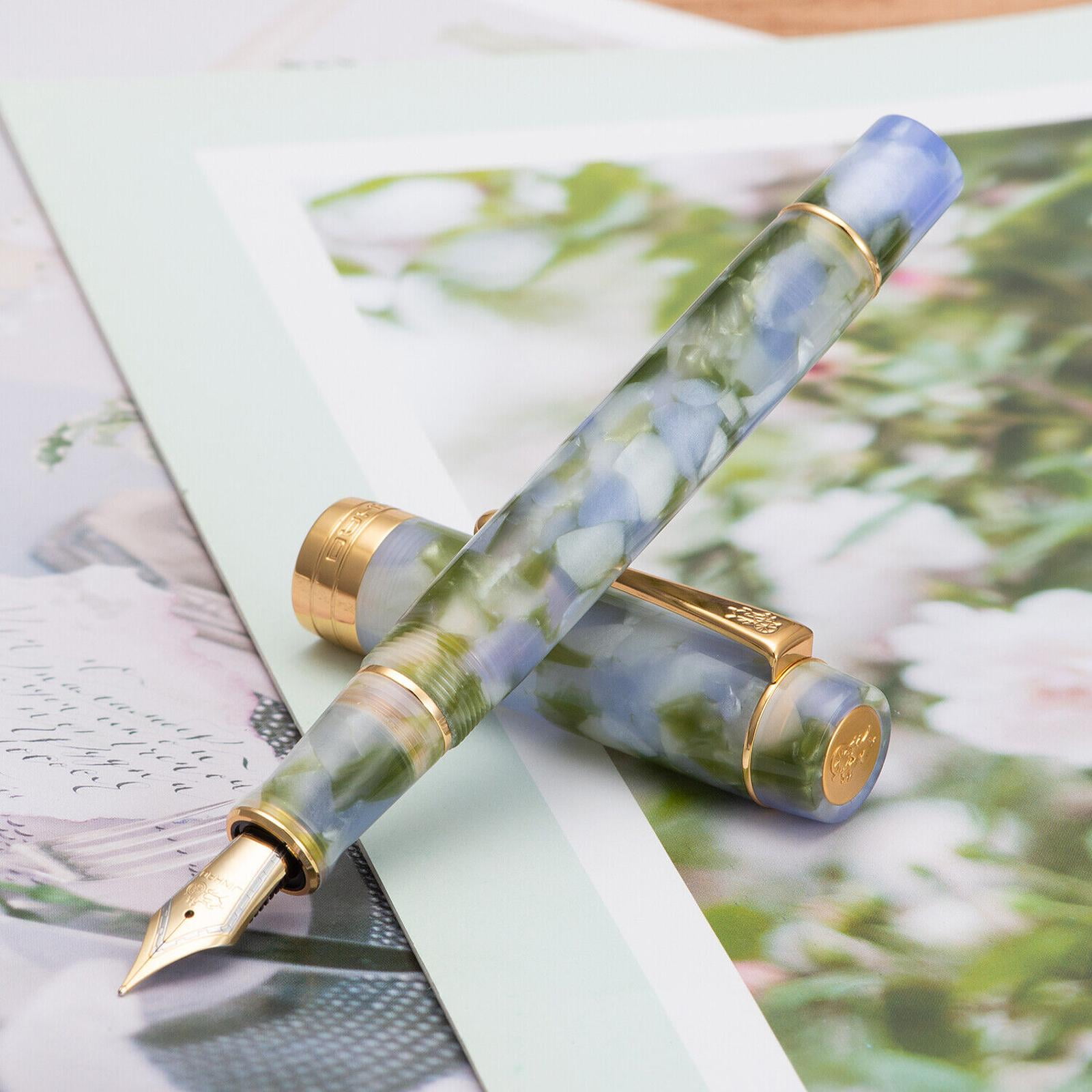 Acrylic Fountain Pen with Golden Plated Medium Nib for Men & Women