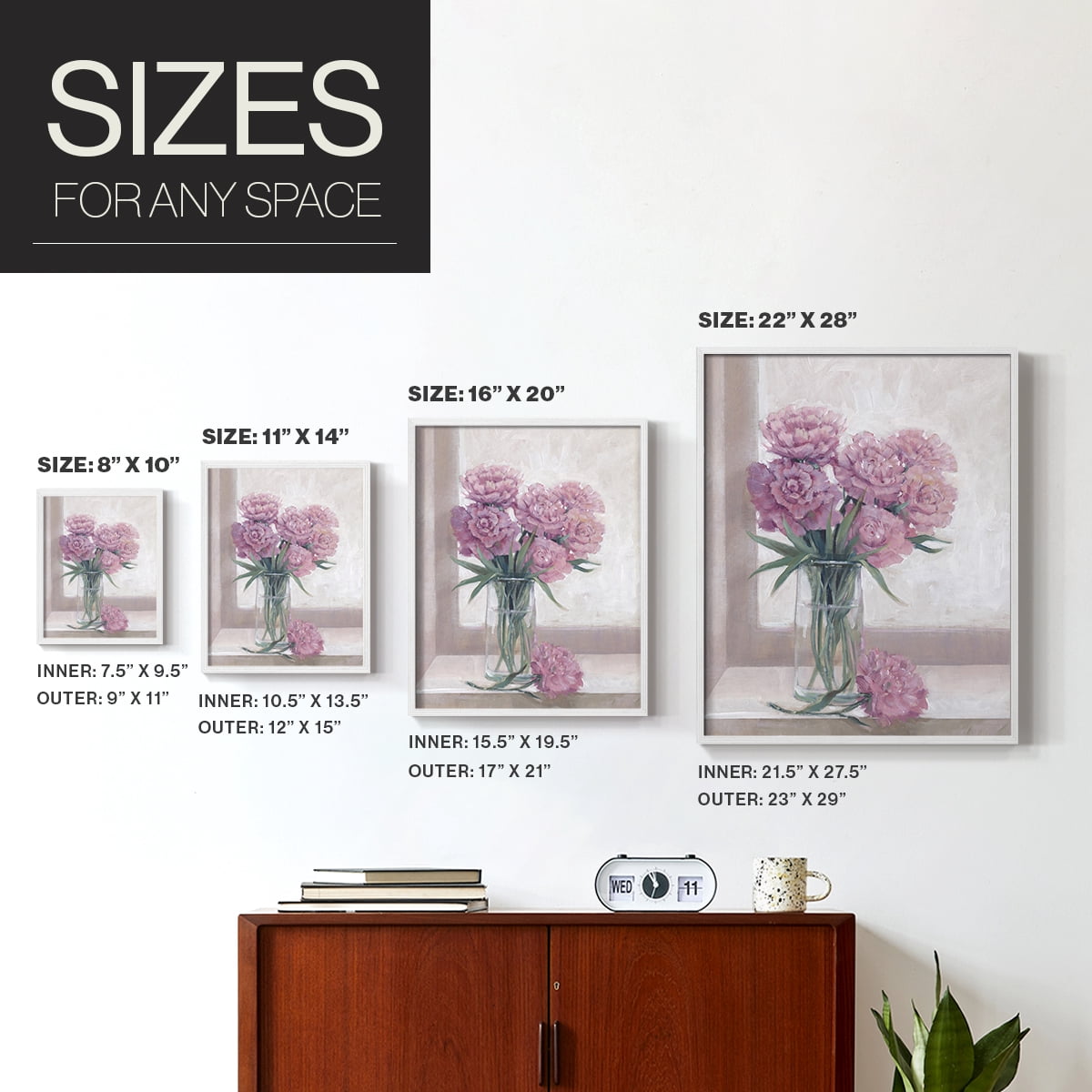 Windowsill Floral II Framed Print - Solid Wood in Single Picture Frame Solid Wood 2 Framed Print
