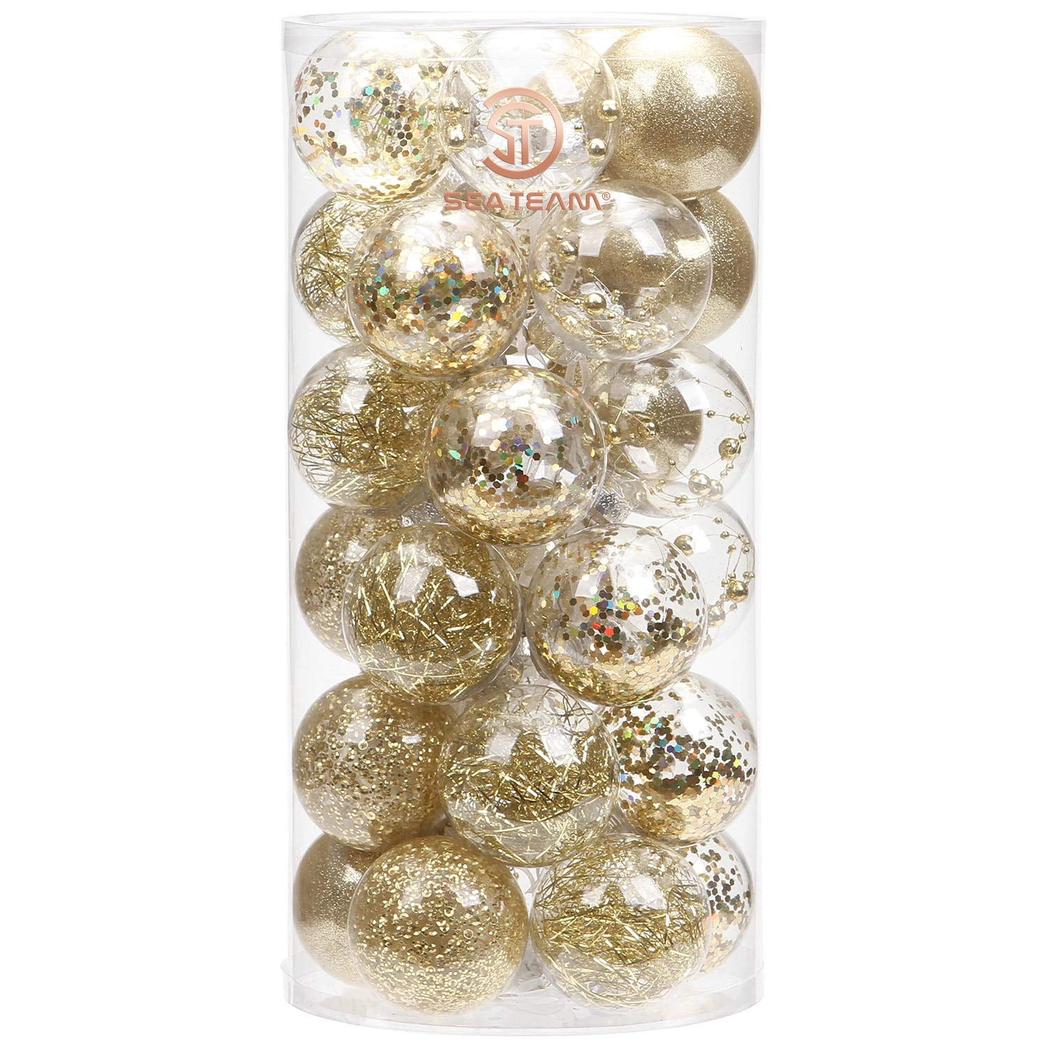 Sea Team 60mm/2.36" Shatterproof Clear Plastic Christmas Ball Ornaments
