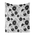 thumbnail image 1 of Grey Soft Flannel Fleece Throw Blanket, Illustration of Old Fashion Various Size Spiral Vintage Flowers Urban Design, Cozy Plush for Indoor and Outdoor Use, 50" x 60", White Black, by Ambesonne, 1 of 5