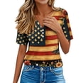 thumbnail image 6 of Fewfanhot Summer Tops for Women Summer Tops Short Sleeve Henley Shirts Dressy Casual V Neck Independence Day Shirt, 6 of 9