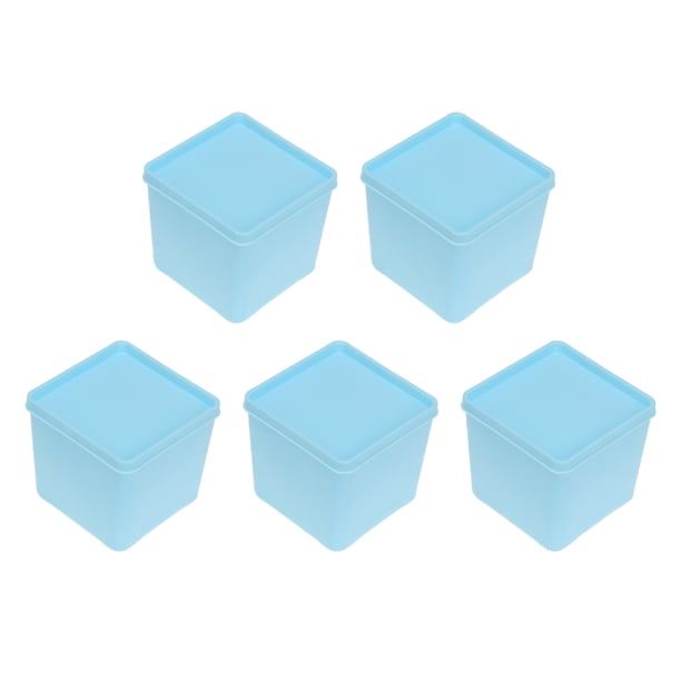 5 recipientes cuadrados para alimentos, para el refrigerador, para frutas y verduras, con tapa (azul, 550 ml)
