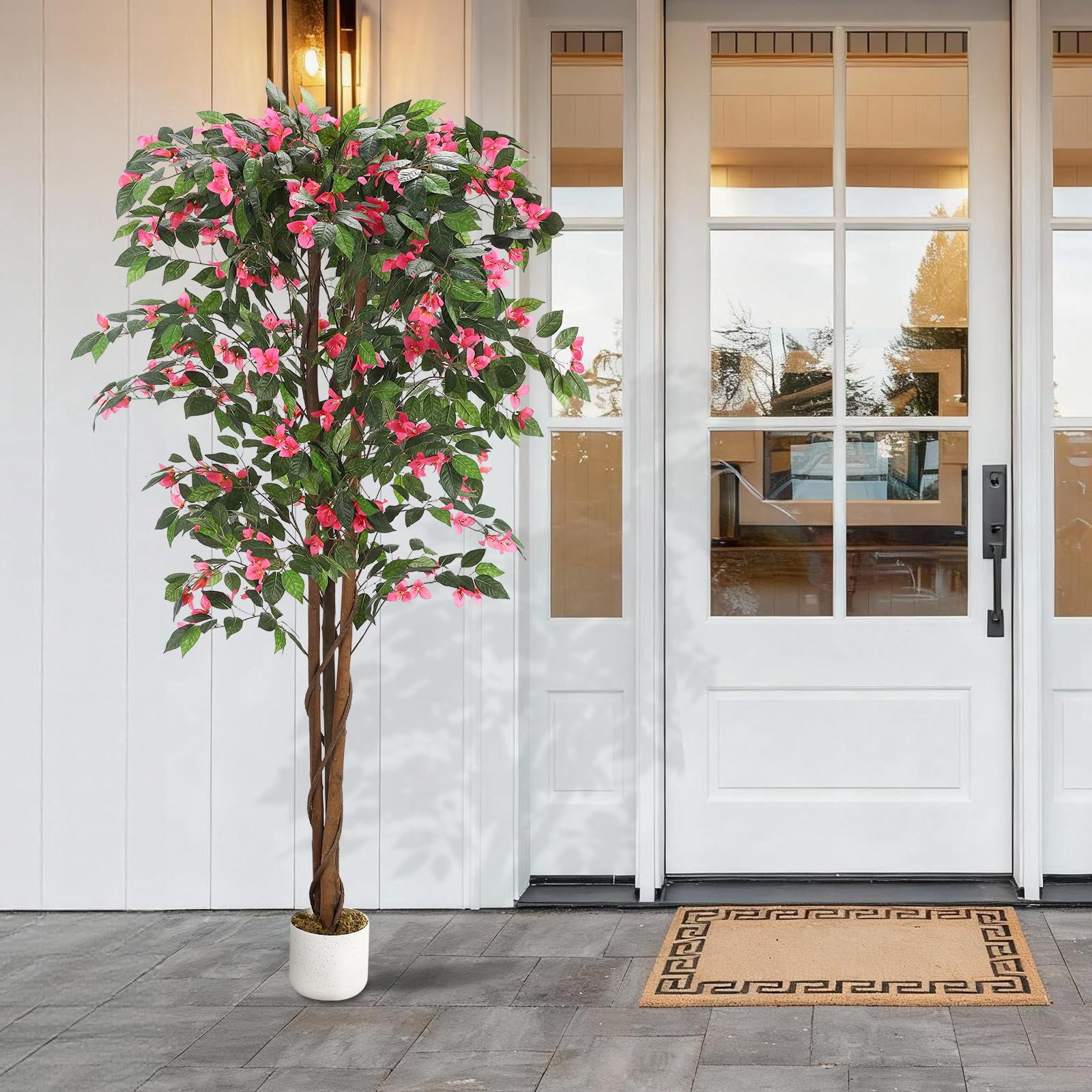 Gaderth Artificial Bougainvillea Tree 6FT, Maintenance-Free Artificial Bougainvillea Plants Indoor & Outdoor, Fake Tree with Silk Flowers in Pot for Home Office Garden Decor