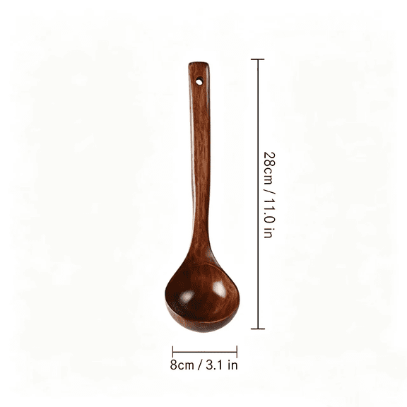 Vruelia 1 Pack Kitchen Cooking Straight Handle Wooden Wood Soup Scoop Spoon Ladle Brown 11" Long
