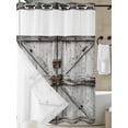 thumbnail image 3 of No Hook Shower Curtain with Snap-in Liner, Vintage Gate Waterproof Fabric Bathroom Curtains, Farmhouse Wooden Grain Shabby Chic Door Bath Curtains & Mesh Top Window Stall 48"x72", 3 of 9