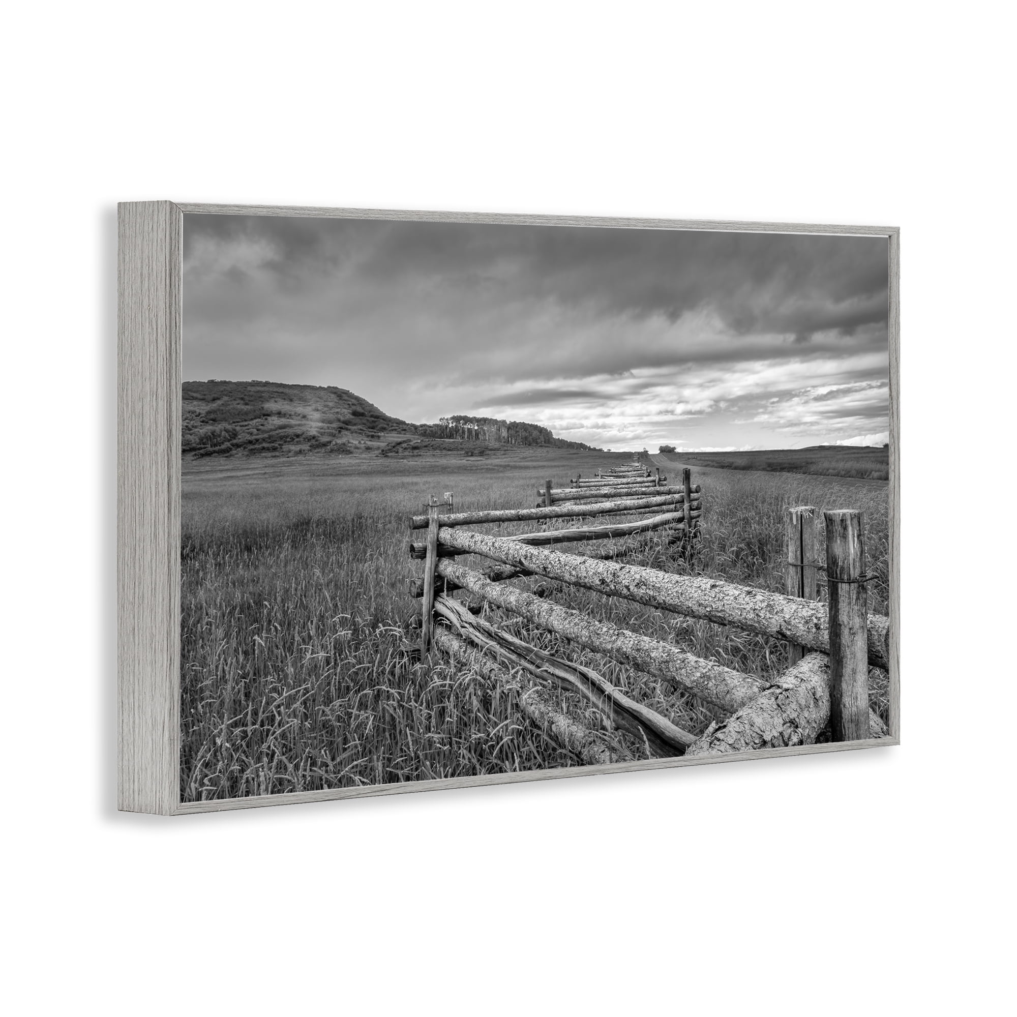 Stupell Industries Weathered Fence to Distant Horizon Gray Framed Giclee Art, design by Jon Evan