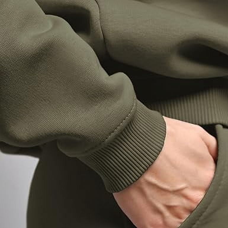 Elegant Comfort Men's Fleece Hoodies, Moisture Wicking & Breathable, Pullover Hooded Sweatshirt, Large, Olive Green