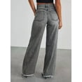 thumbnail image 3 of Women'S Wide Leg Jeans High Waisted Strechy Raw Hem Pants Grey XXL, 3 of 6