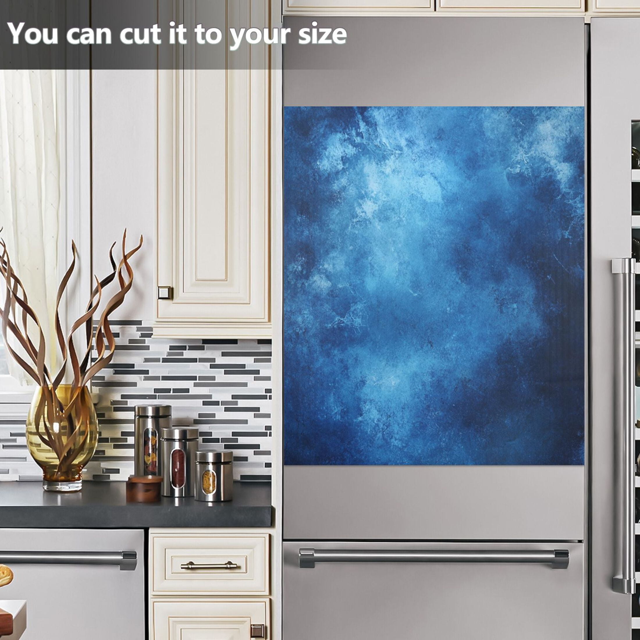 Dishwasher Magnetic Sticker 23x26 Inch Refrigerator Magnetic Sticker Washing Machine Magnetic Sticker Kitchen Panel Magnetic Sticker Home Decor Dark Blue Oil Painting