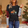 thumbnail image 1 of Hauts pour Femmes Décontractés et Habillés 2023 Imprimé d'Halloween Tricolore Patchwork Manches Col Rond T-Shirt Hauts Costumes d'Halloween pour Femmes en Liquidation, 1 of 8