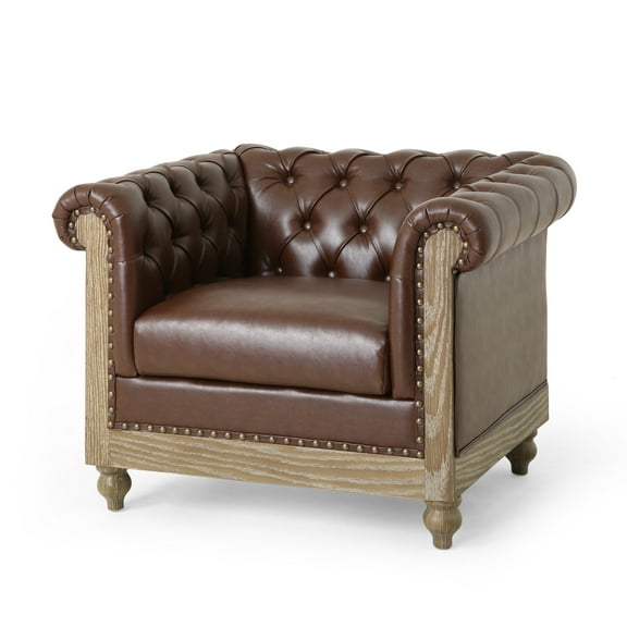 Batavia Chesterfield Tufted Club Chair with Nailhead Trim