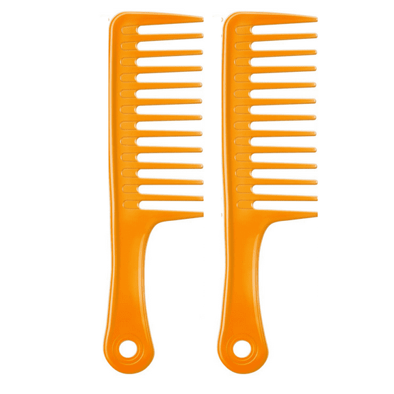 2 Pack Wide Tooth Comb for Women, Gentle Detangling Comb, Wet or Dry Hair, Durable Comb for Thick, Afro, Curly, Long Hair (Orange)