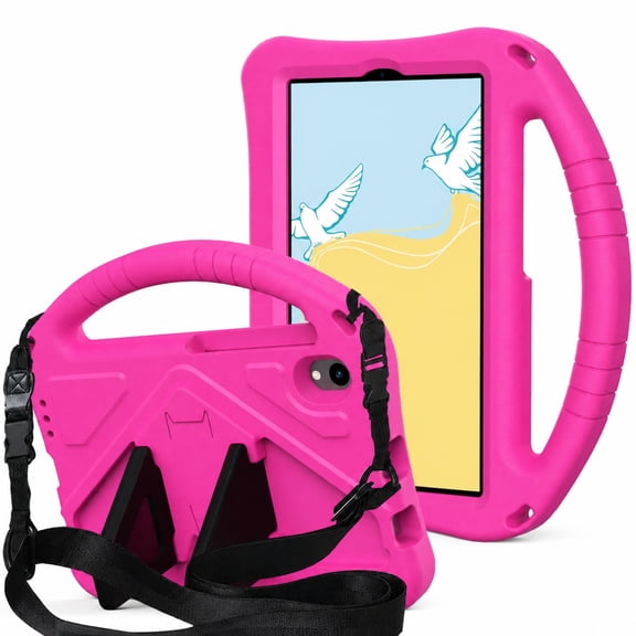 Corliven for onn. 8.1-inch Core Tablet 2026 Case, Shock-Absorbing TPU Cover with Handle Stand and Crossbody Strap, Rose