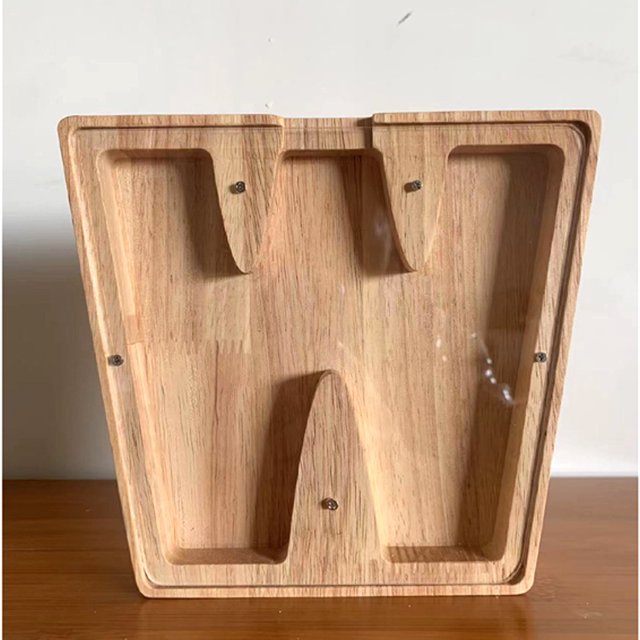 Hucha de madera con 26 letras en inglés, adornos de madera, hucha de acrílico transparente