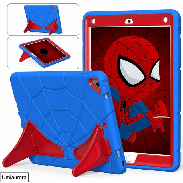 Étui Antichoc pour Enfants pour IPad Air 2 5th 6th 9.7 7th 8th 9th Gen 10.2 Funda Étuis pour Tablette Silicone Robuste Support Robuste Couverture Bleu Rouge IPad 5th 6th Gen 9.7