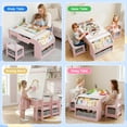 thumbnail image 5 of HiJob Kids Art Table and Chair Set for Girls with Easel, Paper Roll Holder & Storage, 5-in-1 Toddler Activity Table for Drawing, Crafts and Learning, Pink, 5 of 10