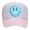 White/Light Pink/Blue Face, variant on Pink Happy Face Lightning Eyes Smile Face Unisex Embroidered Foam Front Mesh Back Trucker Hat, White/Pink