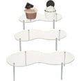 thumbnail image 1 of Juego de 3 soportes acrílicos para pasteles, elevadores elípticos transparentes para mesa de postres, estante para cupcakes, soporte para pasteles, elevador para exhibir postres en mostrador., 1 of 6