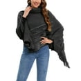 thumbnail image 3 of YouLoveIt Women Poncho Loose Tassel Poncho Turtleneck Jumper Knit Oversized Pullover Sweater Tops with Pearls Irregular Hem Wrap Coats Causal Pullover Ponchos, 3 of 8