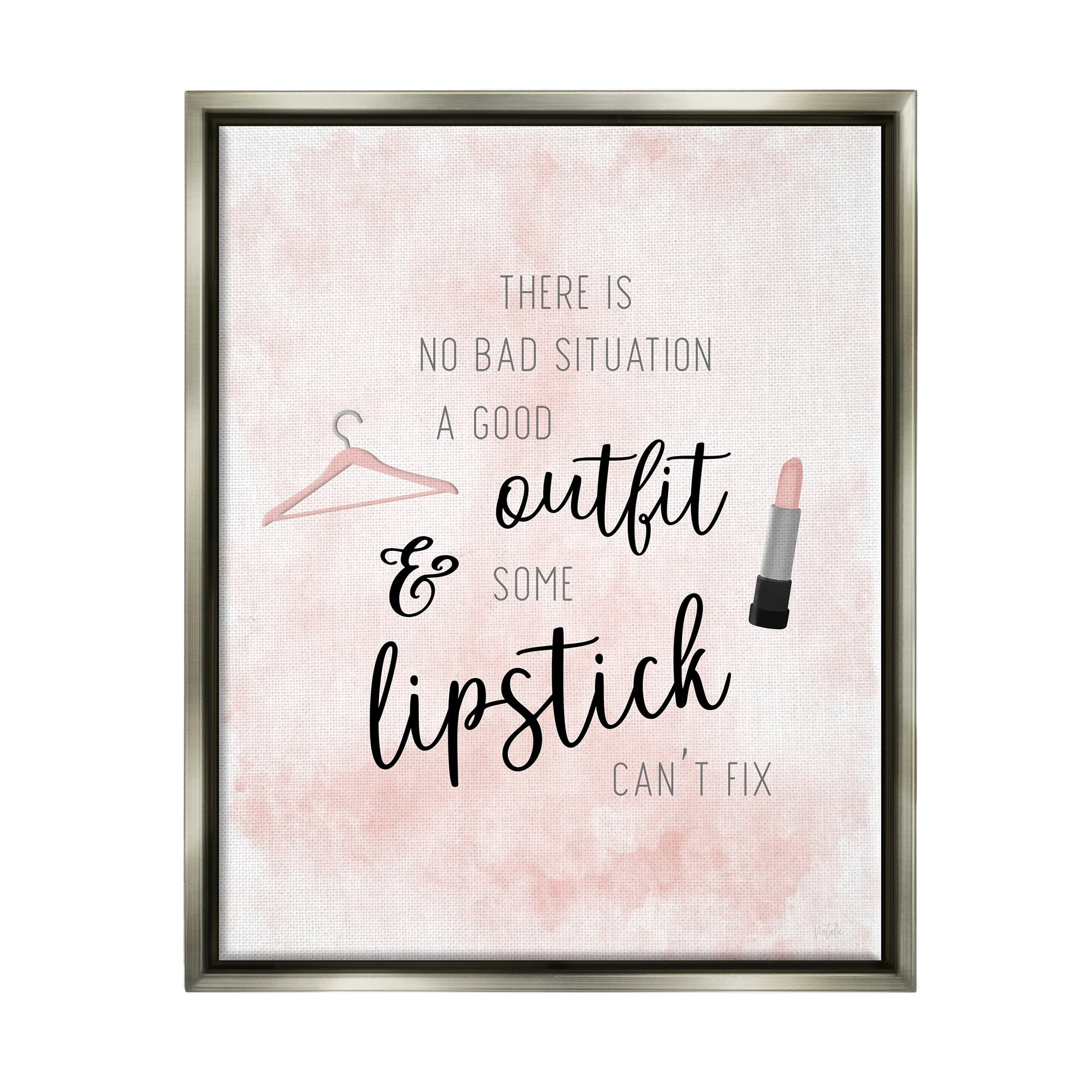 Stupell Industries Motivating Style Quote Glam Fashion Makeup Typography Graphic Art Luster Gray Floating Framed Canvas Print Wall Art, Design by Natalie Carpentieri