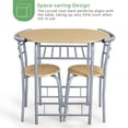 thumbnail image 5 of Juego Mesa de Cocina con 2 Sillas de Comedor Conjuntos de Mueble de 3 Piezas con Vino Estante Madera Natural+Plata, 5 of 5