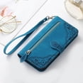 thumbnail image 7 of for Galaxy S21 5G Phone Case Wallet,S21 5G Wallet Case for Women,Emboss PU Leather Protective Cover Magnetic Wrist Strap Zipper Card Holder Flip Phone Case for Samsung Galaxy S21 5G (Blue), 7 of 7