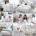 thumbnail image 5 of 3 Piece Aqua Grey Duvet Cover Set Twin Size,Microfiber Comforter/Quilt Cover with Corner Ties and 2 Pillowcases,Chic Garden Floral Stripe Embroidery Design All Season Soft Bedding with Zipper Closure, 5 of 8
