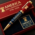 thumbnail image 3 of USA 250th Anniversary Memorial Pen – Patriotic Gold-Tone Collectible Pen in Gift Box, Ink Pen for Independence Day, Veterans, and Historic Commemoration, 3 of 5
