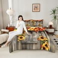 thumbnail image 4 of Castle Fairy Chic Floral Sunflowers Full Size Comforter Sets 3-Piece for Female Men Adults,Old Barn Door Bedding Comforter Set,Grey Yellow Lightweight Bedding Sets,Breathable Home Decor,Reversible, 4 of 8