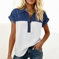 thumbnail image 5 of Nestiefly Denim Shirts for Women Button Up V Neck Lapel Collar Casual Short Sleeve Fashion Patchwork Western Blouses 2026 White M, 5 of 5