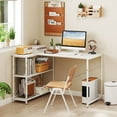 thumbnail image 2 of Costway L-Shaped Computer Desk with Power Outlets Adjustable shelf Heavy-Duty Metal Frame White, 2 of 10