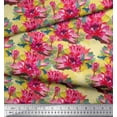 thumbnail image 2 of Soimoi Poly Georgette Fabric Leaves & Lotus Floral Print Sewing Fabric Yard 52 Inch Wide, 2 of 3