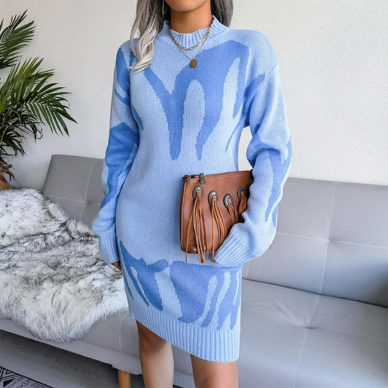 Sentmoon Loose Fit Sweater Dress for Women Dresses for Women 2024 Casual  Fashion Knitted Short Dresses,Loose Flowy Comfy A-line Dresses Sky Blue M -  Walmart.com