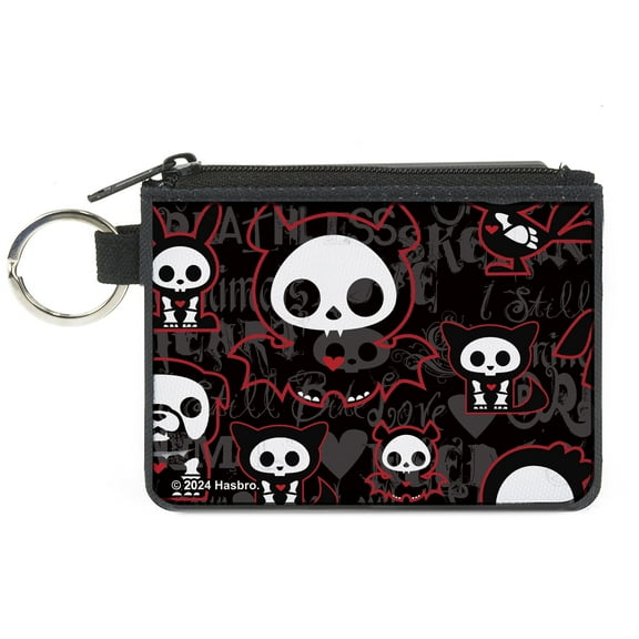 Skelanimals Wallet, Coin Purse, Skelanimals Character Collage Black Gray Red White, Canvas