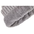 thumbnail image 4 of Arctic Paw Sherpa Lined Knit Beanie with Faux Fur Pompom,Grey, 4 of 4
