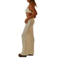 thumbnail image 2 of Qmyliery Women's Summer Long Evening Dress Solid/Striped Hanging Neck Backless Bandage Dress, 2 of 6