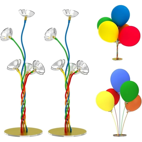 YALLOVE 2 Sets Balloon Stand Kits, Flexible Balloons Sticks Holder with Gold Base for Table Party Decorations