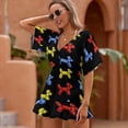 thumbnail image 2 of Red Yellow Blue Balloon Dogs, Black Background Cover Ups Dresses Women Summer Dress Vintage, 2 of 6