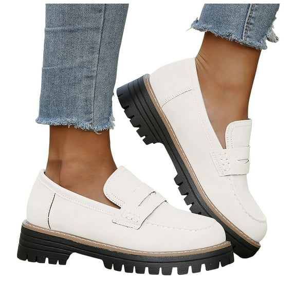 Platform Suede Loafers for Women Comfortable Slip On Business Dress Loafers Lightweight Casual Shoes