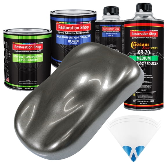 Charcoal Gray Firemist Quart Kit Low VOC URETHANE BASECOAT Car Auto Paint Kit